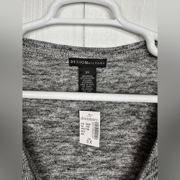 dressbarn Gray Marled Bell Sleeve Sweater with Black Lace Trim - Picture 5 of 5